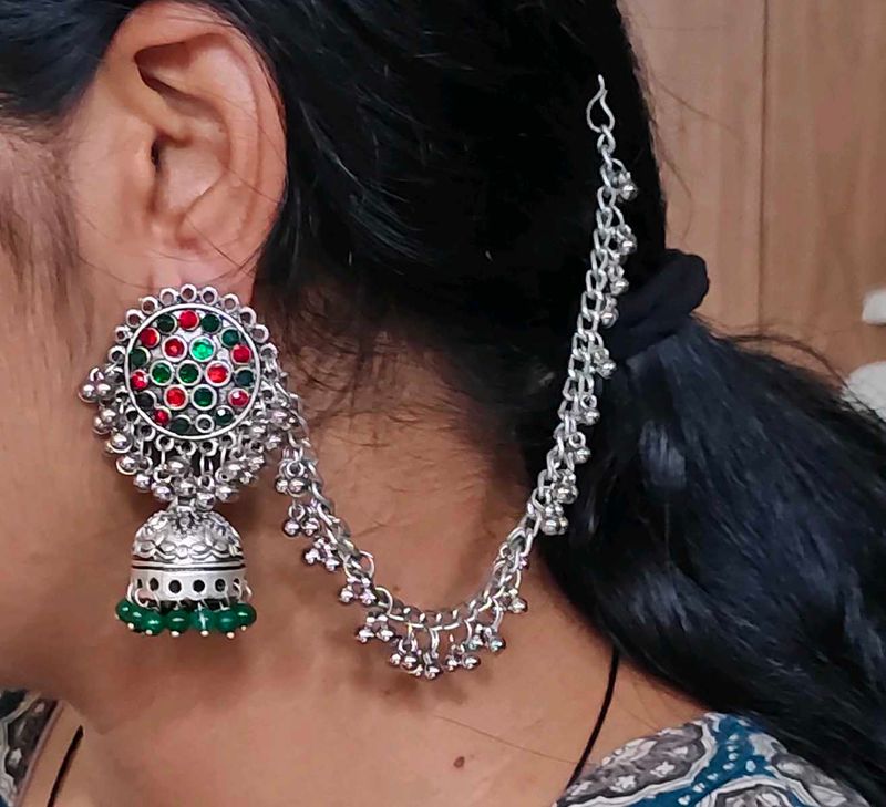 silver ear cuff earring