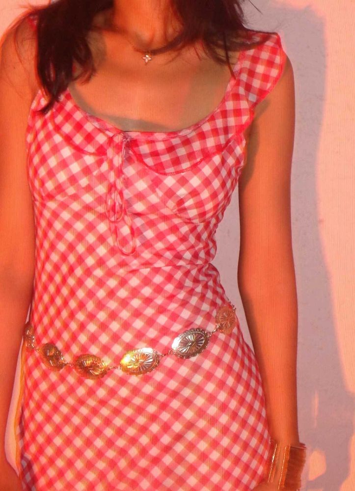 Chic Red Gingham Dress