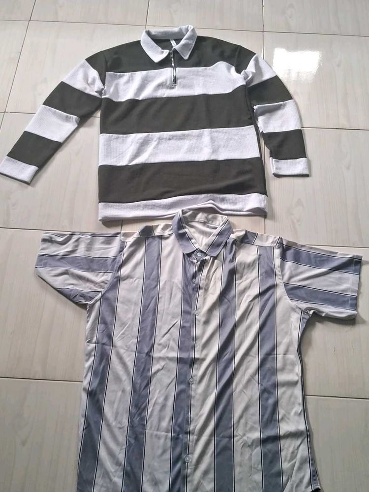 Bundle: Striped Polo &amp; Button-Up Shirt