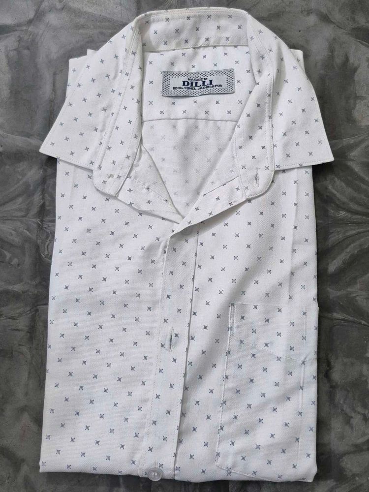 Men's White Printed Shirt