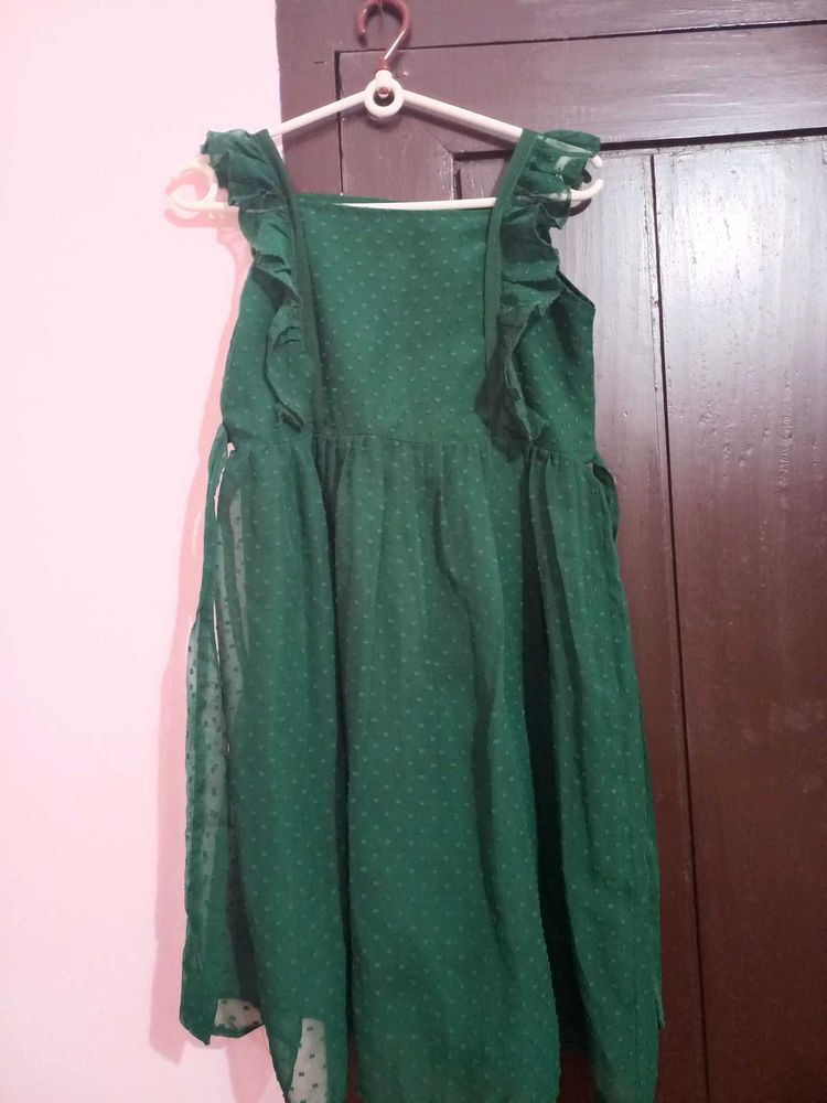Green Polka Dot Ruffle Dress