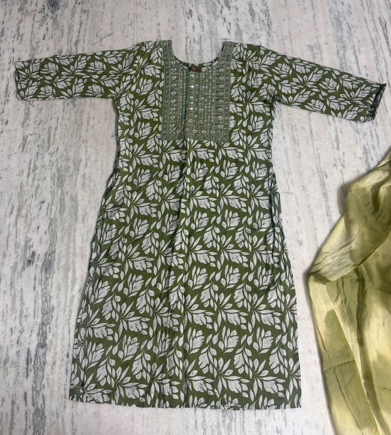 Green Kurta Set with Dupatta