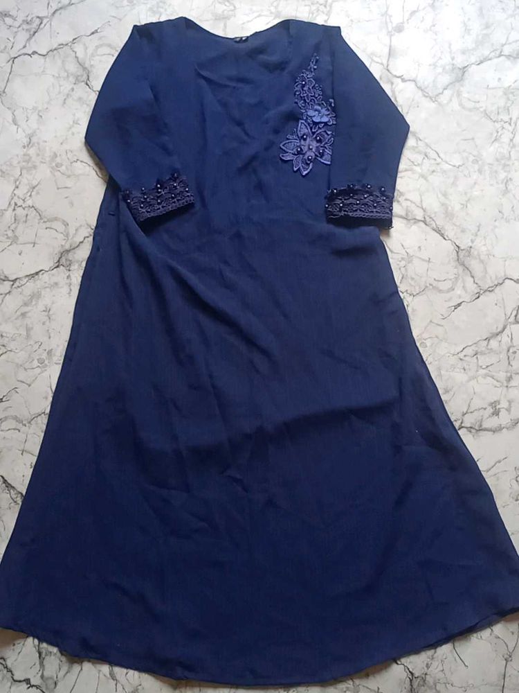 Elegant Navy Blue Kurta with Embroidery