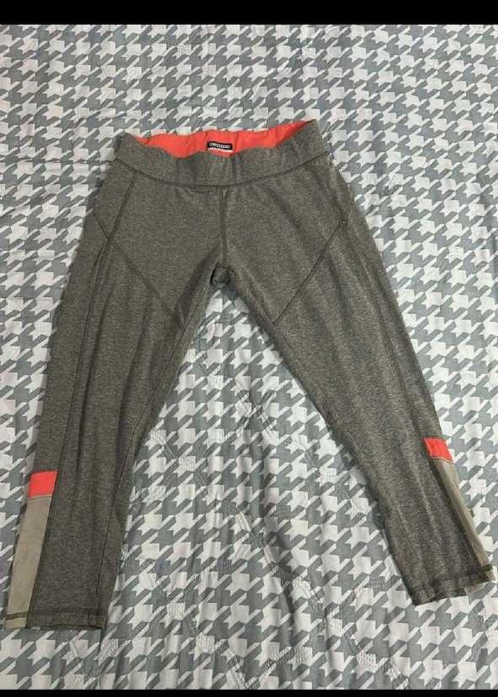 Gray Active Leggings with Coral Accents