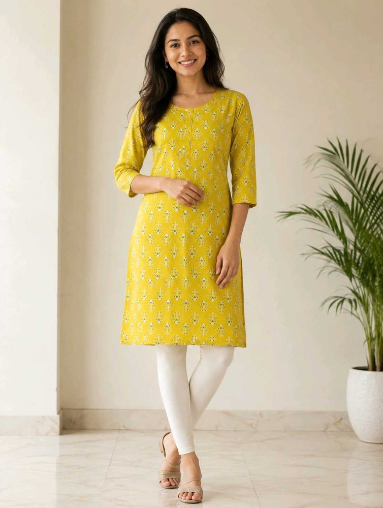 Vibrant Printed Yellow Kurta
