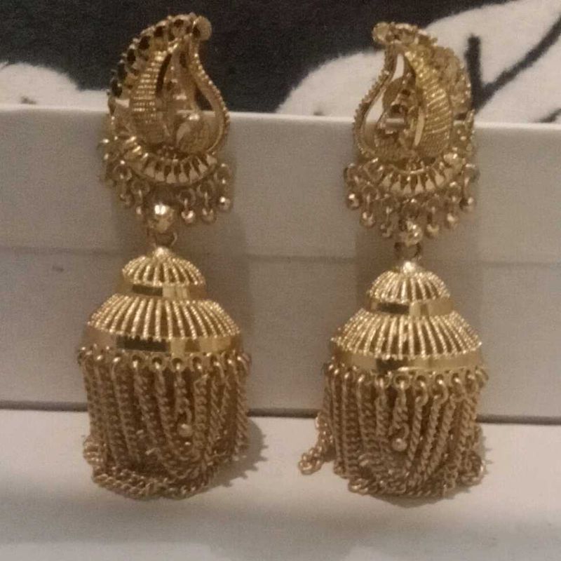 Golden Jhumka Earrings