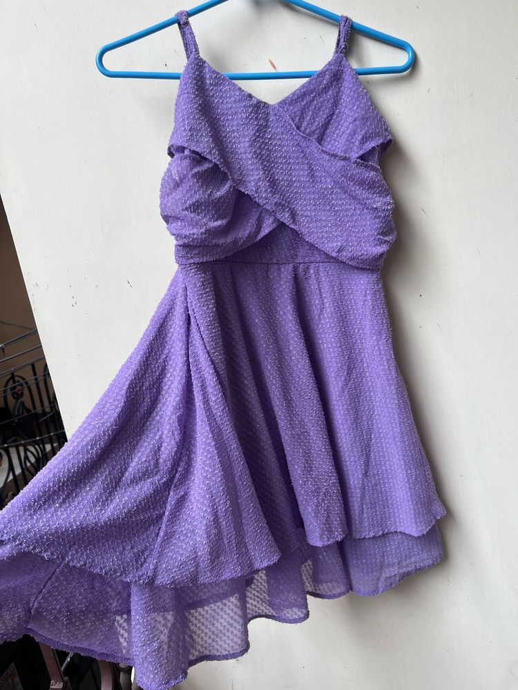 Cute Purple Ruffle one peace side zeeper
