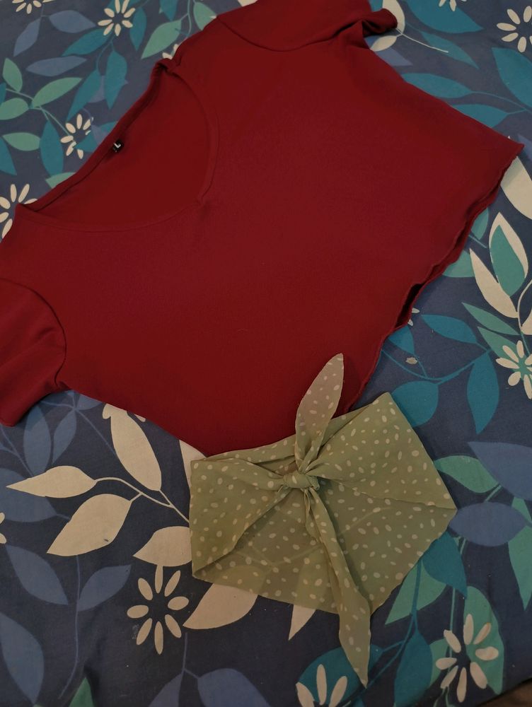 Women's Maroonish Red Crop Top