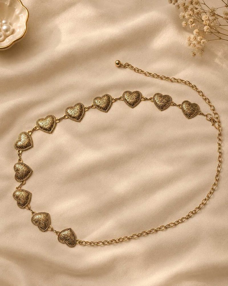 Vintage Heart-Shaped Engraved Waist Chain