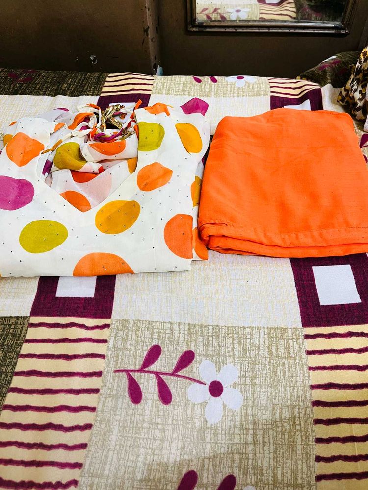 Printed Kurta Set with Orange Palazzo