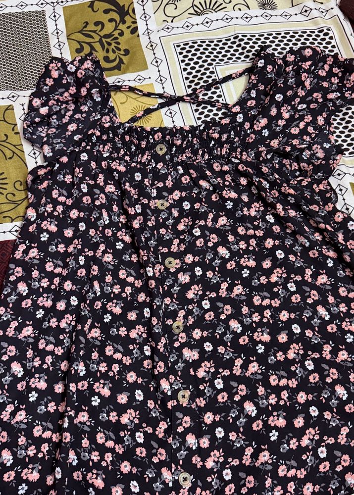 Chic Floral Print Button-Up Dress