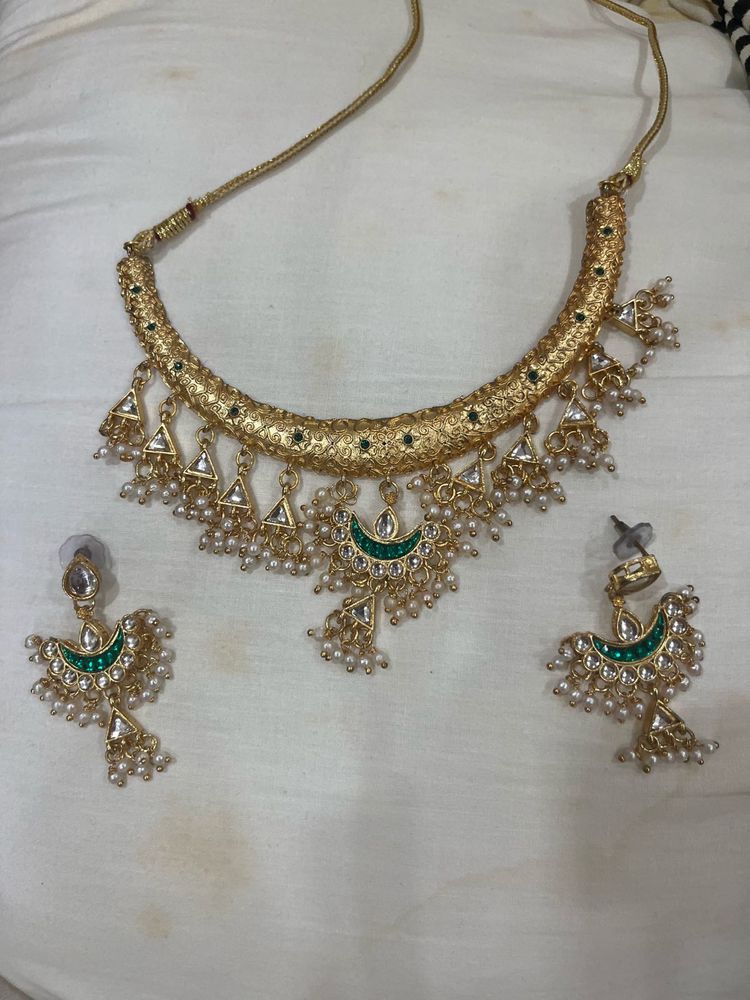 Gold Toned Necklace &amp; Earring Set
