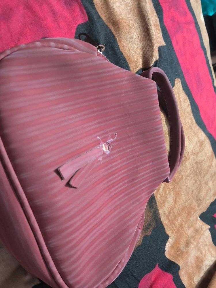 Dusty Rose Textured Shoulder Bag