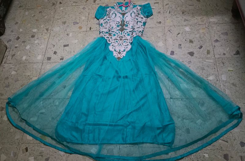 2 peace gown &amp; dupatta sky blue colour