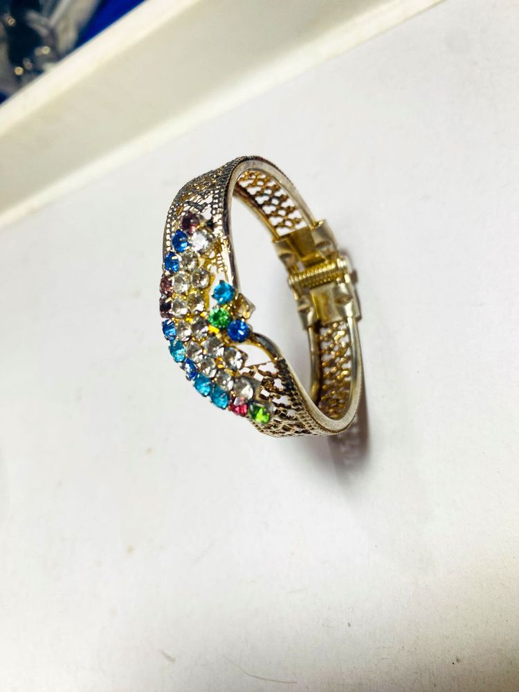 Sparkling Multi-Color Gemstone Bangle Bracelet