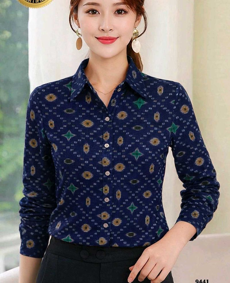 Stylish Blue Printed Full Sleeve Shirt