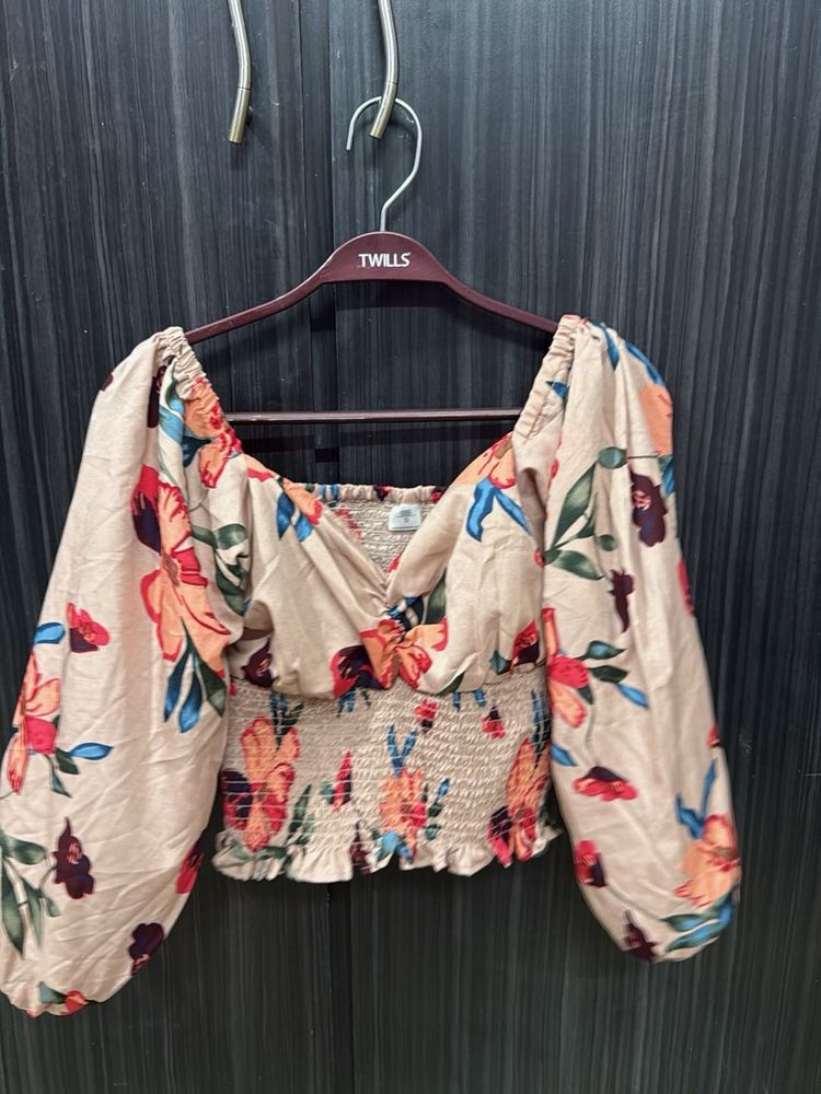 Floral Smocked Long Sleeve Top