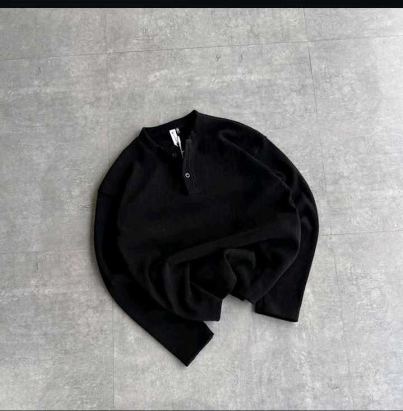 Black Henley Long Sleeve Shirt