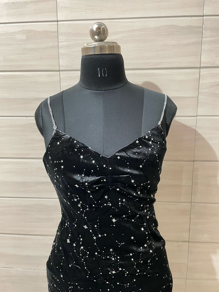 imported Sparkling Starry Night Velvet Mini Dress