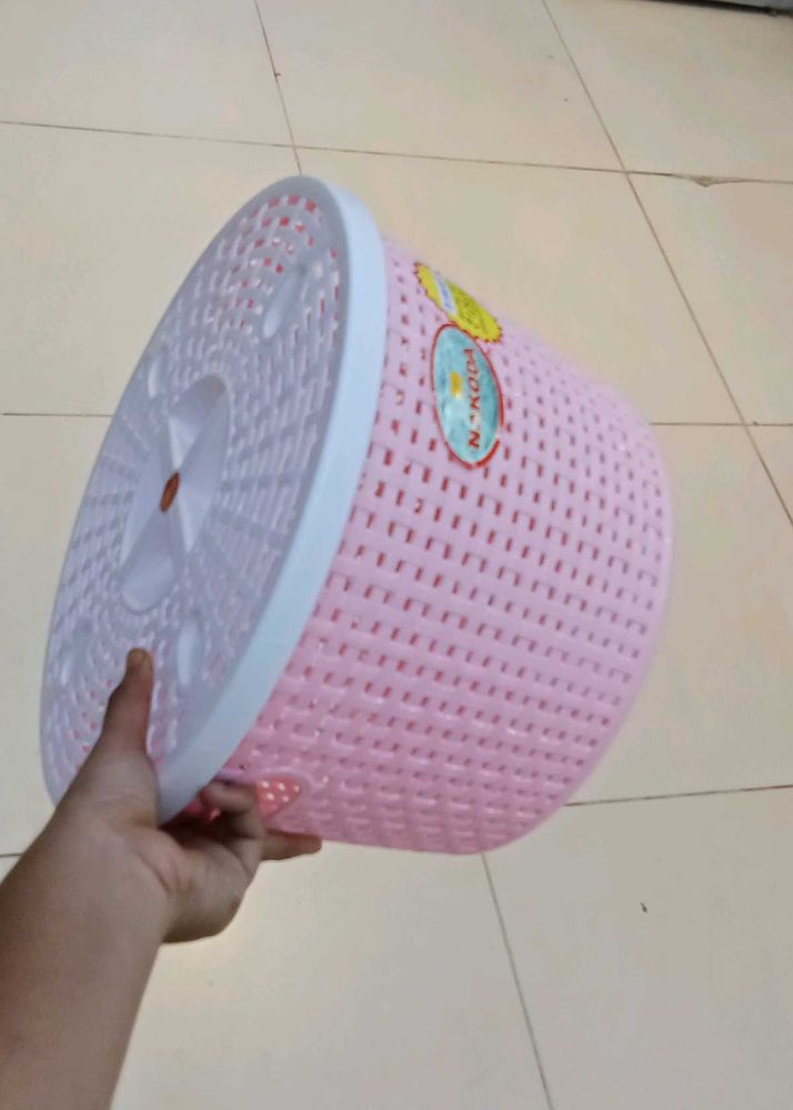 Nokoda Pink Woven Laundry Basket with Lid