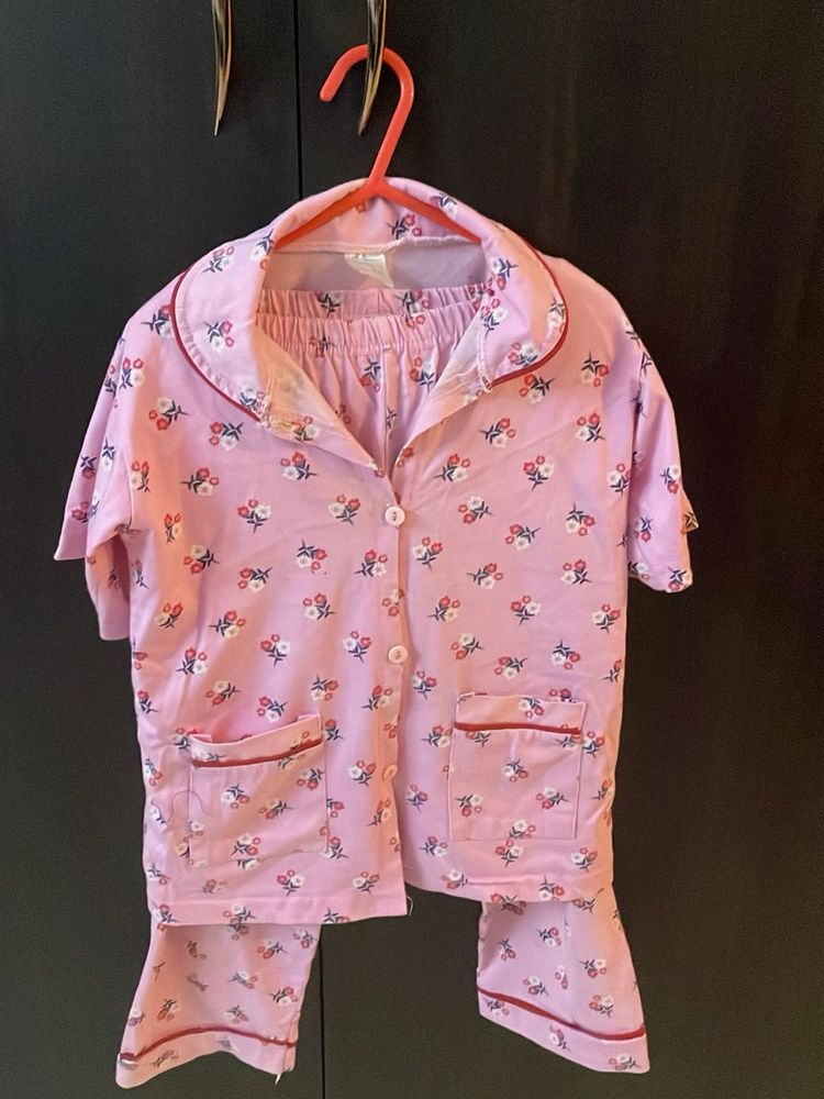 Pink Floral Pajama Set