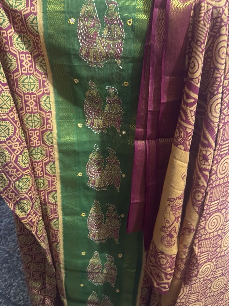 maroon and green suit pure cotton