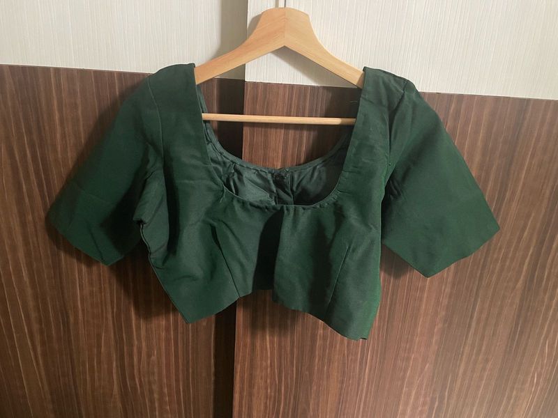Emerald Green Raw Silk Blouse