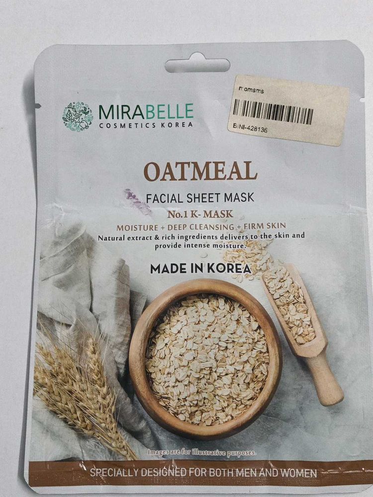 Mirabelle Oatmeal Facial Sheet Mask