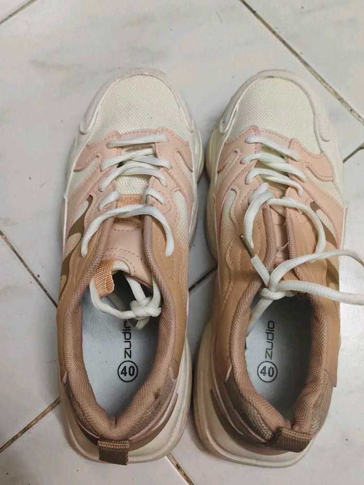 Stylish Pink &amp; Cream Sneakers