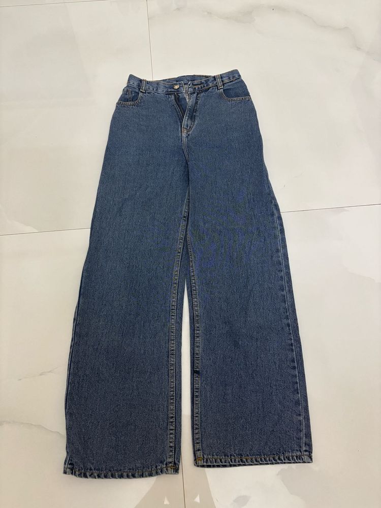 Blue Wide Leg Denim Jeans