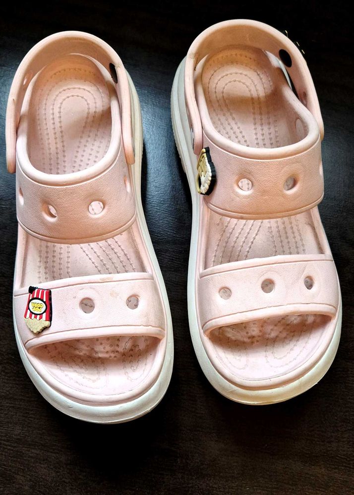 Pink Platform Sandals crocs with Charms