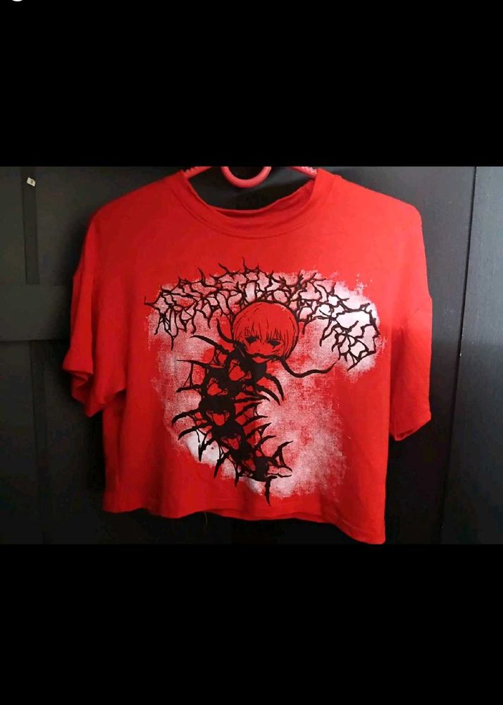 Red Graphic Crop T-Shirt