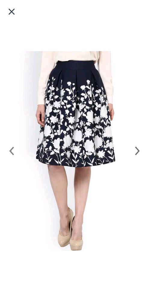 Harpa Blue Flower Print Skirt