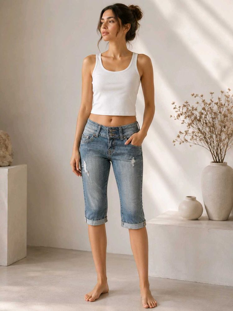MANGO Rare-to-Find Vintage Y2K Denim Capri