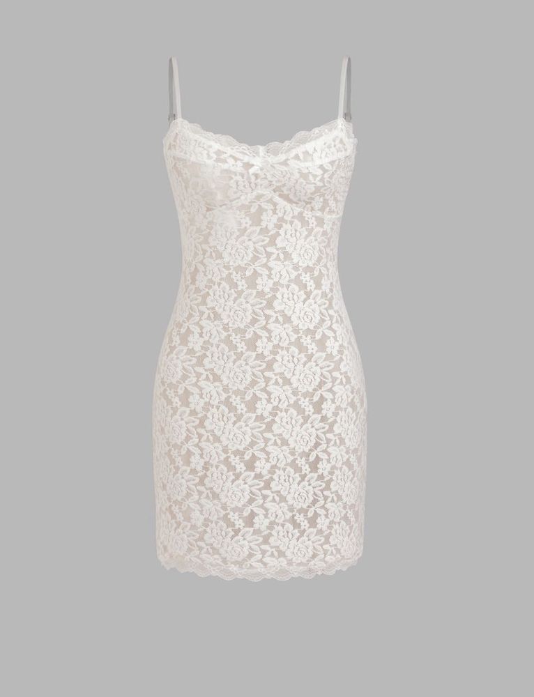Elegant white floral lace mini dress💕