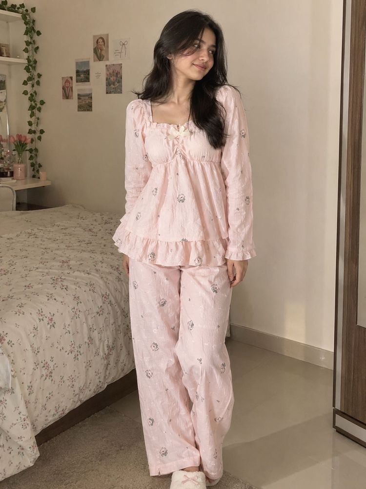 Cute Pink padded night suit set