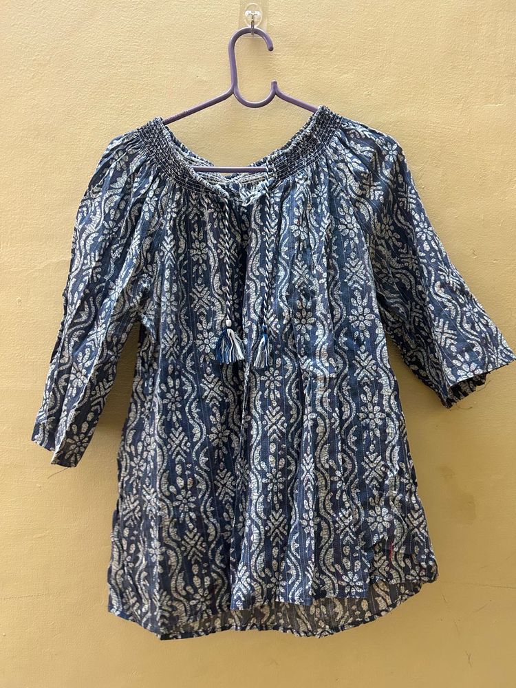 Blue Floral Tunic Top