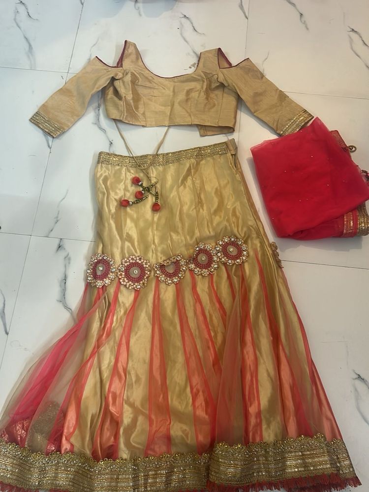 Stunning Gold &amp; Pink Lehenga Choli