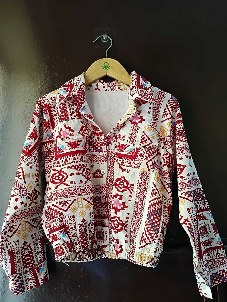 Patterned Button-Down Top