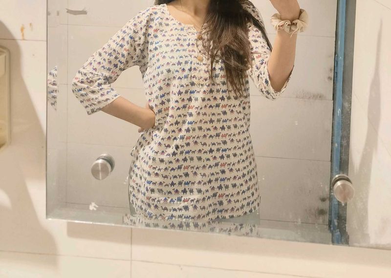 Cute Camel Print Kurta Top