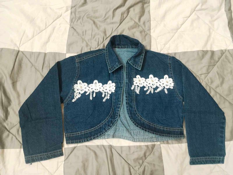 Denim Bolero with Lace Details