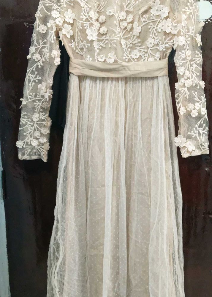 Elegant Floral Applique Ethnic Gown