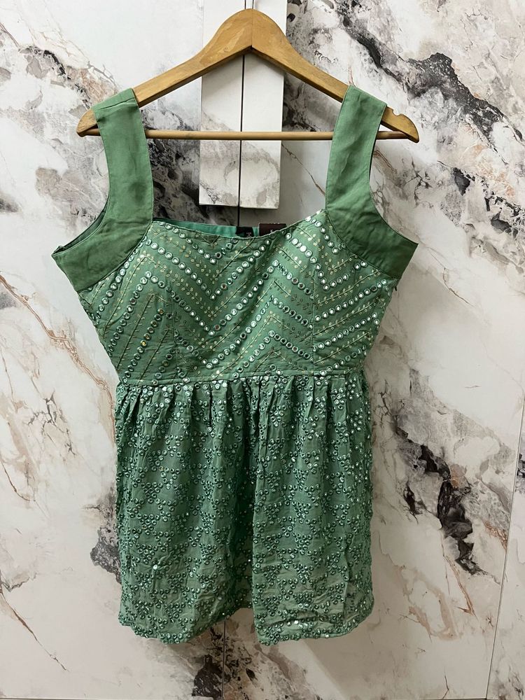 Green Sequined Ethnic sharara set