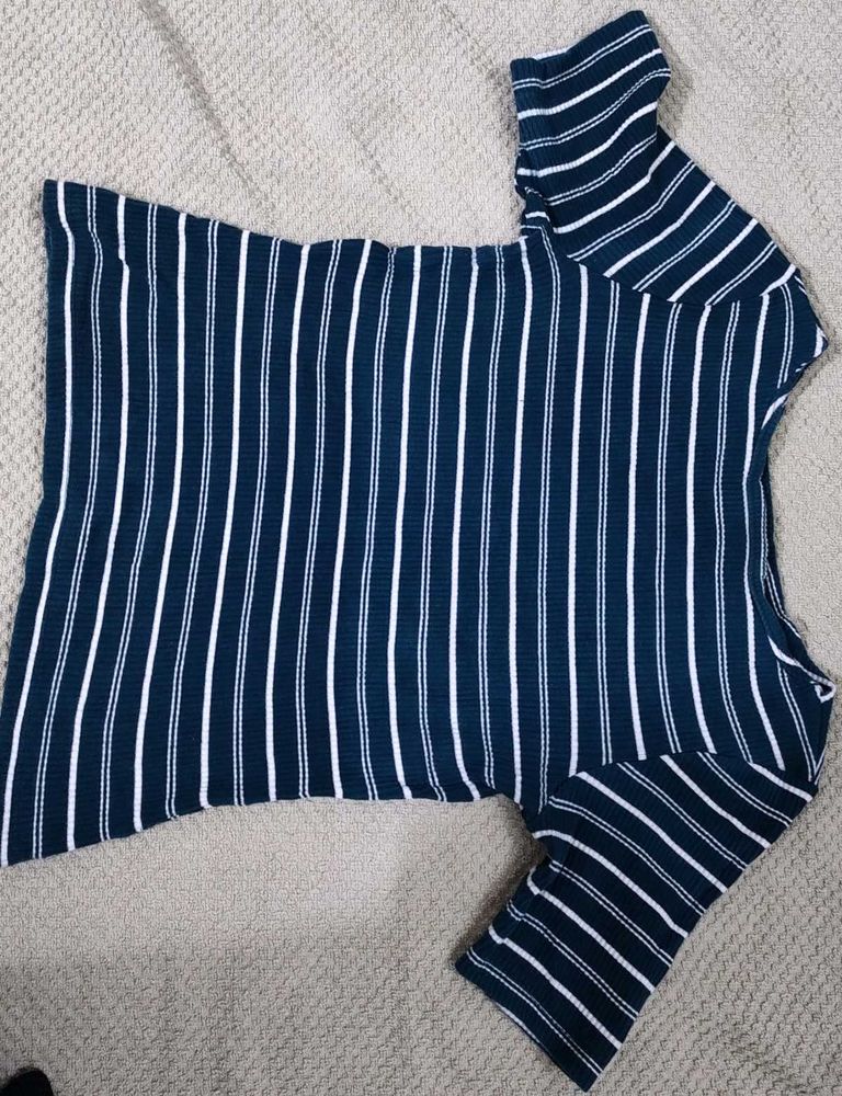 Ginger teal &amp; white stripe top