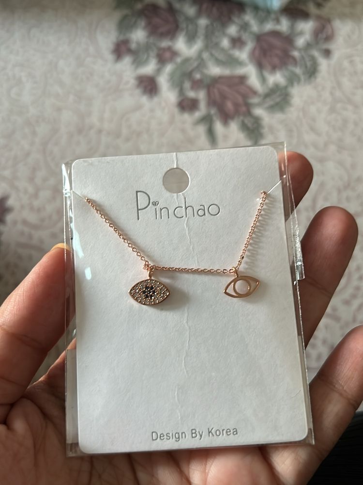 Evil eye rose gold necklace