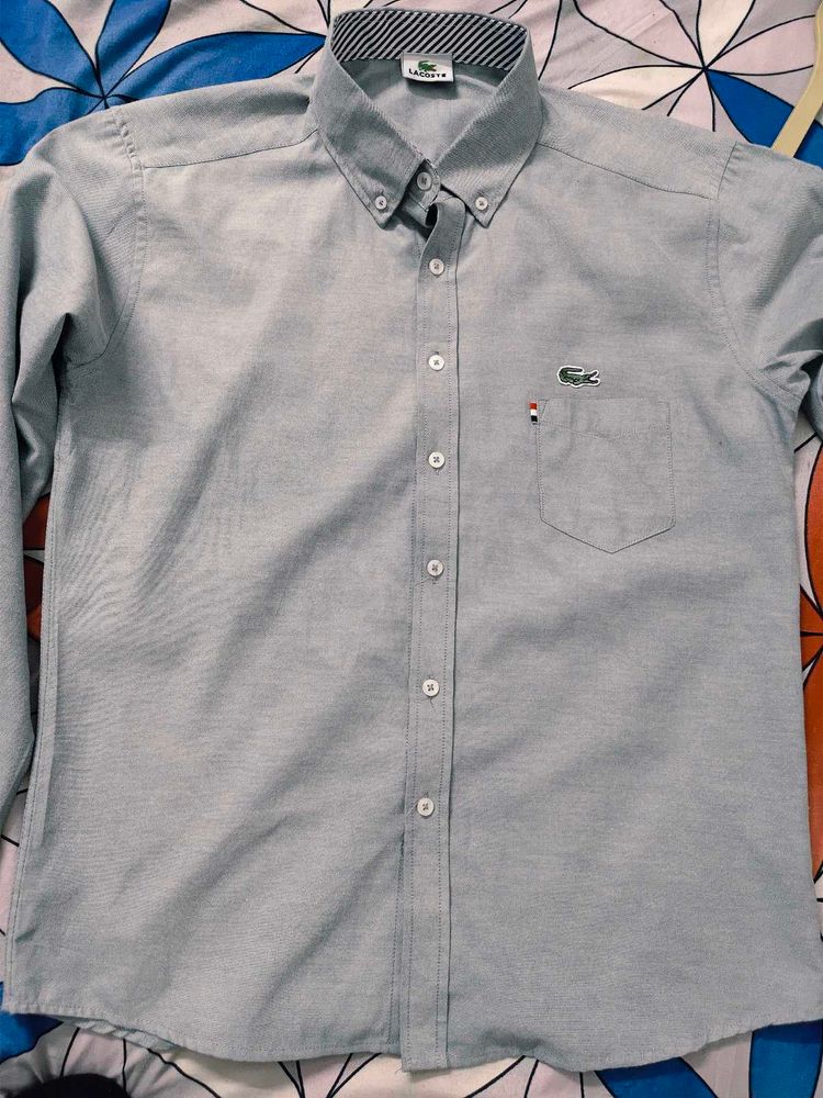 primium Lacoste Button-Down casual grey Shirt