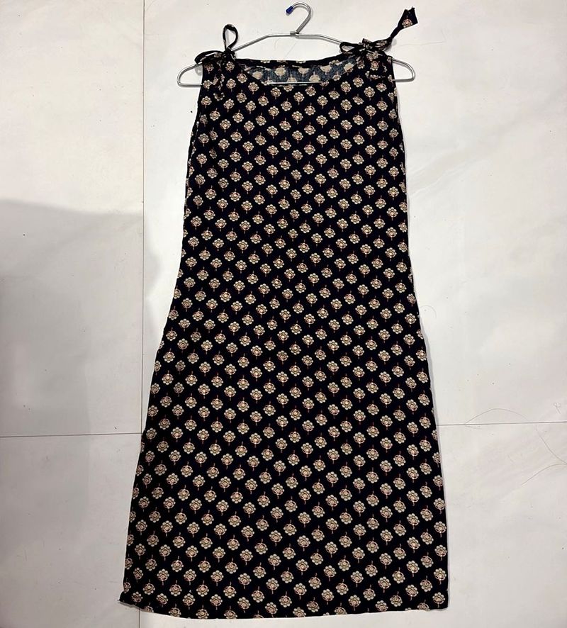 Floral Printed Cotton Sleeveless kurti