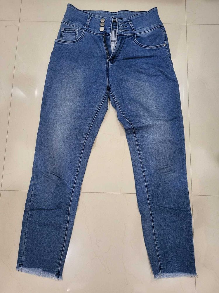 women's High Waisted Blue Denim Jeans