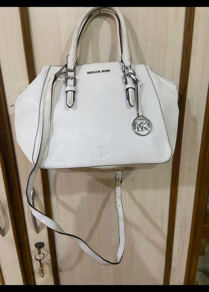 Michael Kors White Leather Handbag
