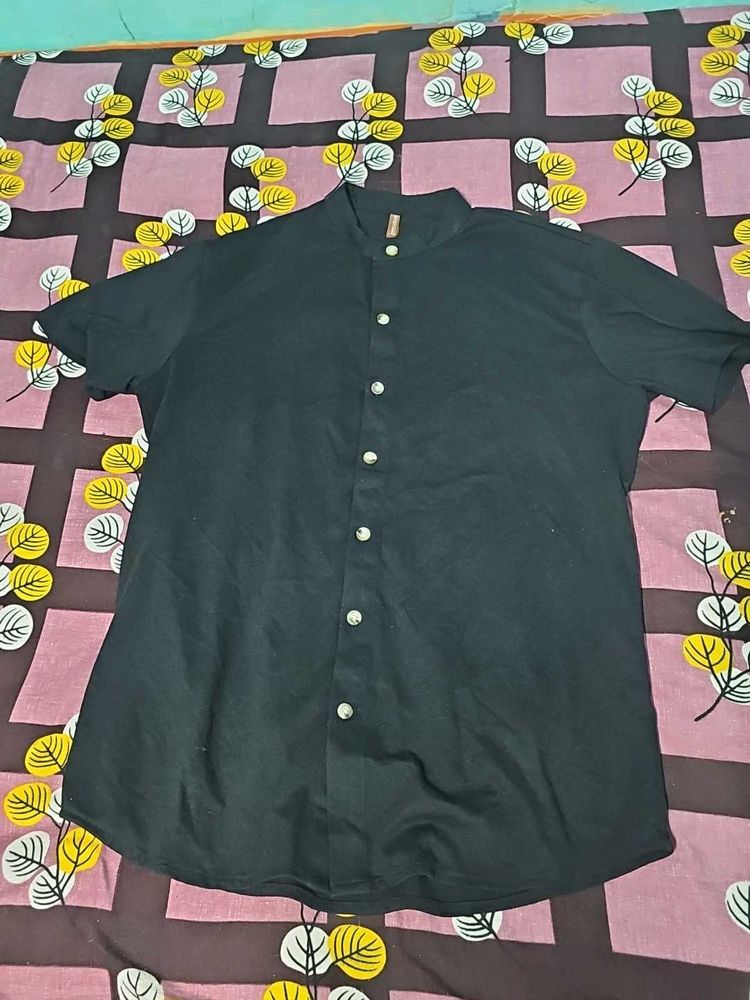 Button-Down Black Casual Shirt